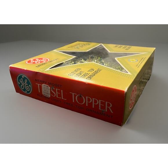 NEW! VTG GE Tinsel Topper Merry Midget Christmas Star Tree Gold Lights Decor - Picture 6 of 8